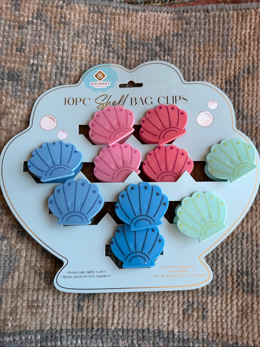 Shell Bag Clips - Blue, Pink, Mint (10-Pack)